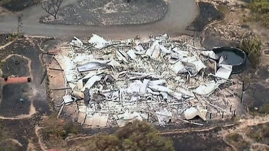 Destroyed house aerial from Moyston fire