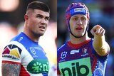 Composite image of Newcastle Knights players Bradman Best and Kalyn Ponga.