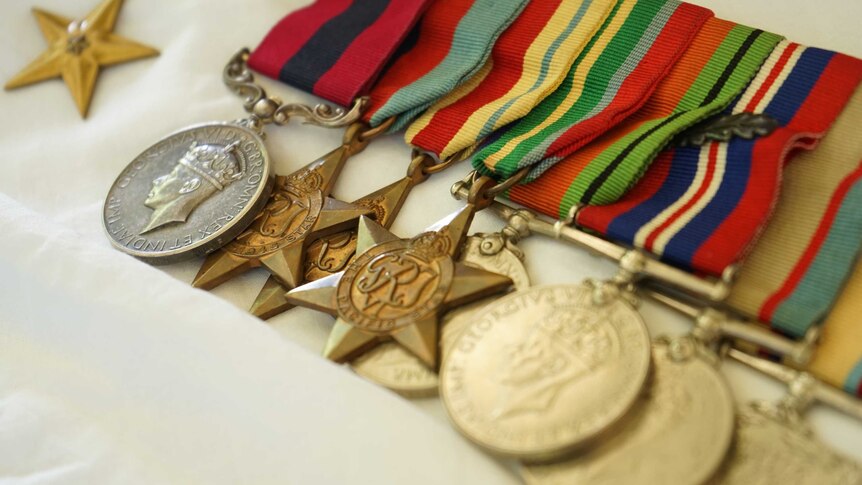 10 war medals close up