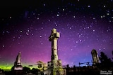 Aurora australis shot from graveyard in Tasmania