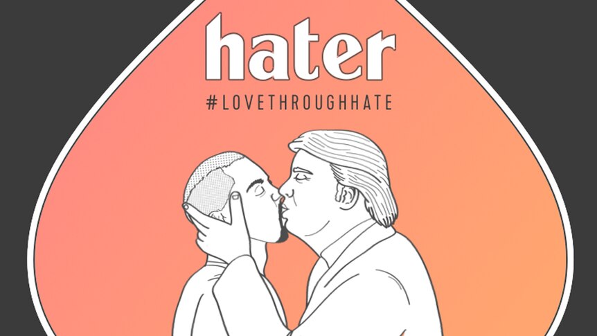 An ad for new dating app Hater.