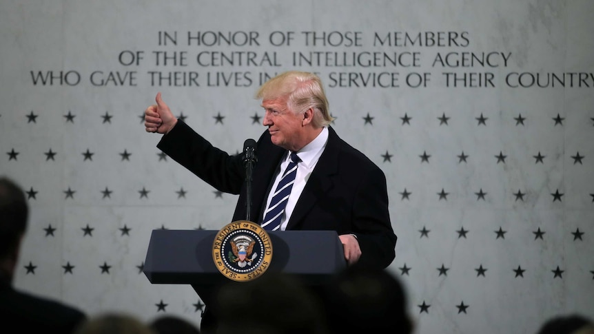 President Donald Trump visits CIA headquarters in Virginia