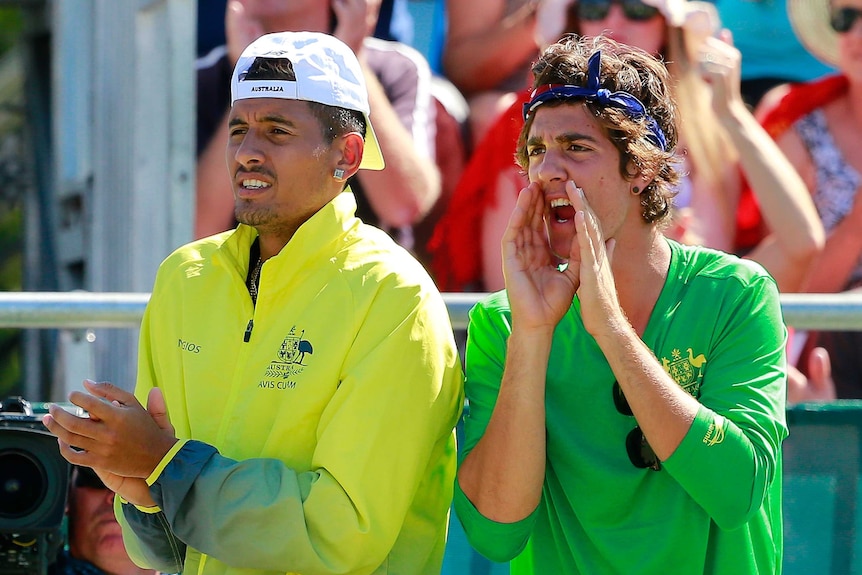 Kyrgios and Kokkinakis show their support for Hewitt