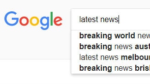 A searcher types 'latest news' into the Google search engine.