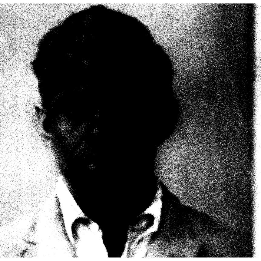 A historical portrait of a man's face to obscured, making it difficult to identify his facial features.