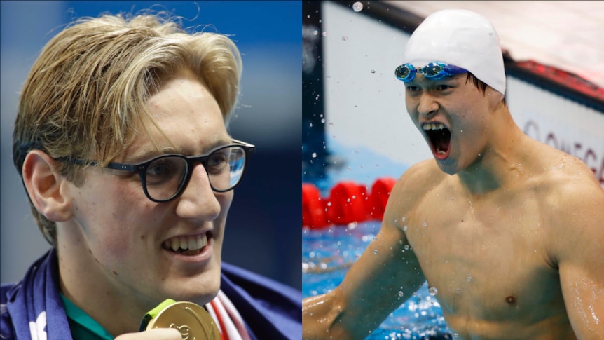 Composite image Mack Horton and Sun Yang, Rio Olympics 2016 swimmers