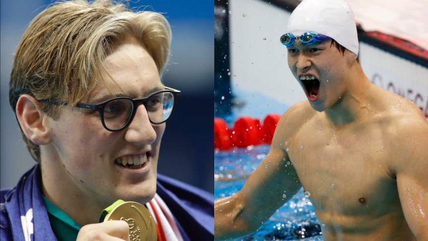 Composite image Mack Horton and Sun Yang, Rio Olympics 2016 swimmers