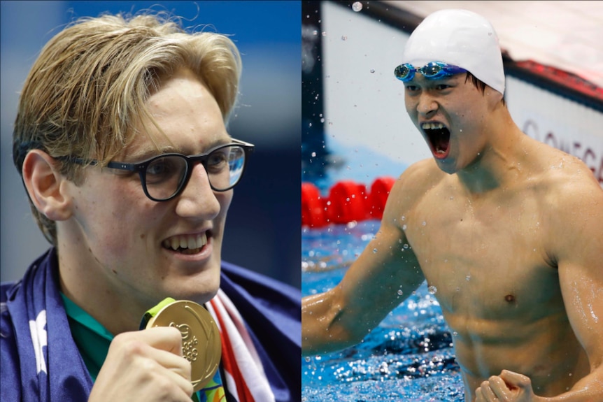 Composite image Mack Horton and Sun Yang, Rio Olympics 2016 swimmers