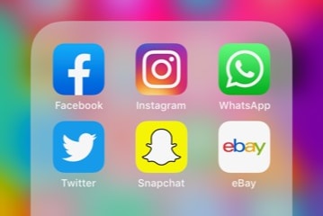 Logos for apps including Facebook, Instagram and WhatsApp