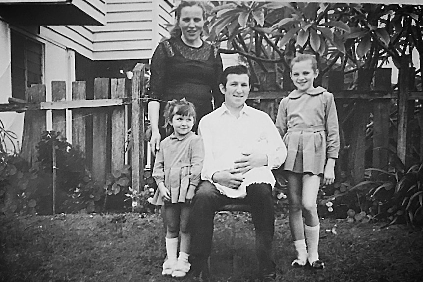 The Caric family in an Australian backyard when Maryanne was a child.