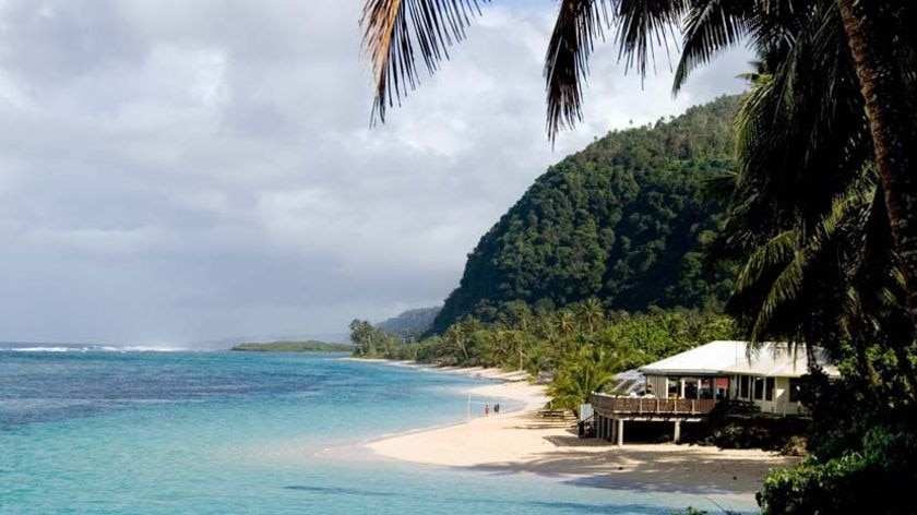 A beach in the south-eastern Samoan village of Lalomanu.