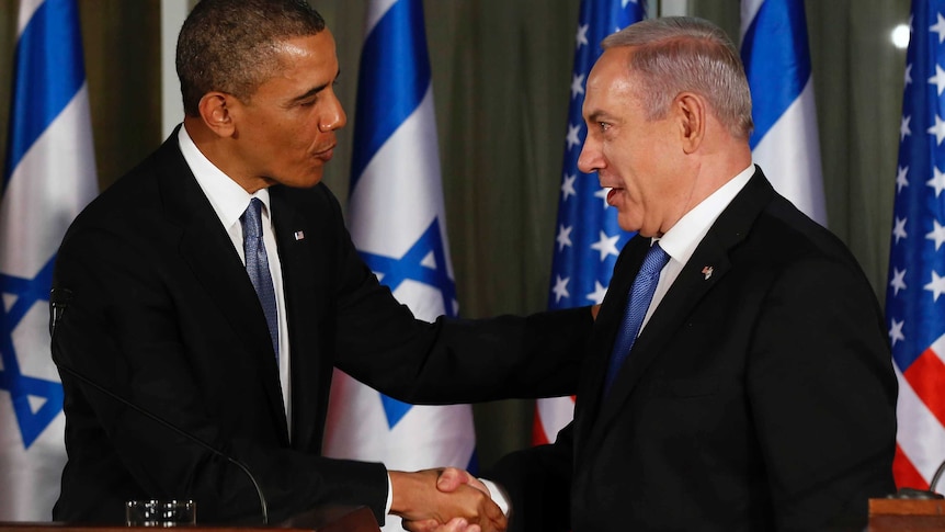 Obama, Netanyahu shake hands in Jerusalem