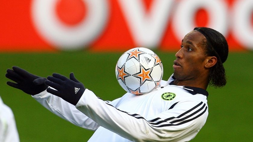 Didier Drogba controls a ball