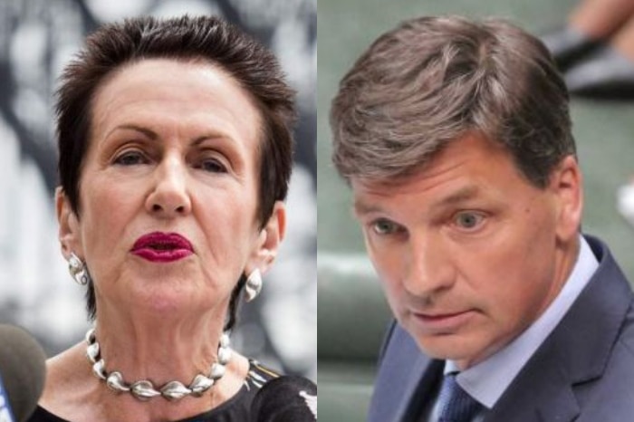 A composite image of Sydney Lord Mayor Clover Moore and Federal Energy Minister Angus Taylor.