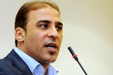 Moussa Ibrahim speaks to the media during a news conference in Tripoli