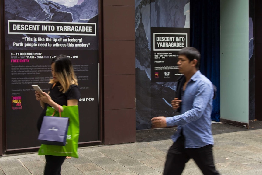 Descent into Yarragadee in a vacant storefront on Murray Street Mall