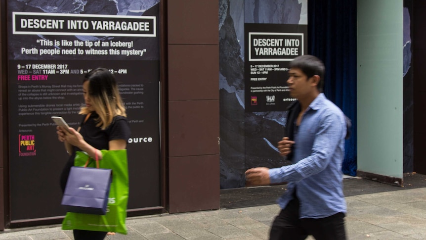 Descent into Yarragadee in a vacant storefront on Murray Street Mall