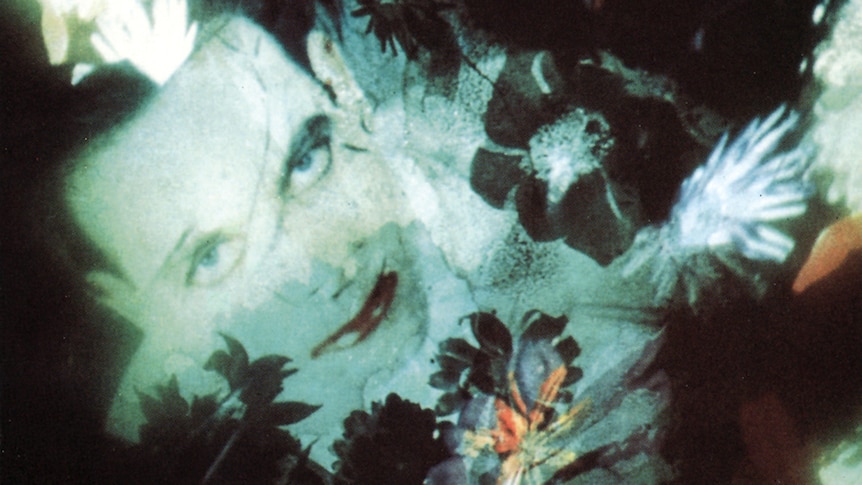 A hazy collage of images that make up the cover of The Cure's Disintegration album