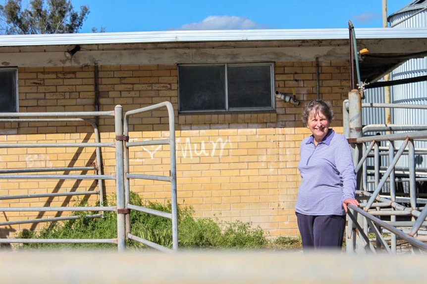 Beth Brisbane stands in the dairy where a pile of mm was discovered by her father in law.