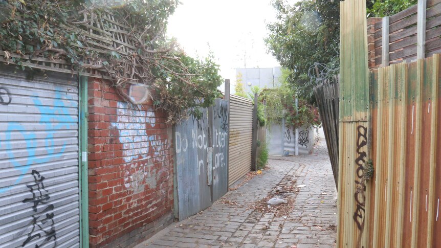 A lane behind 50 Barkly Street, Carlton as it is today.