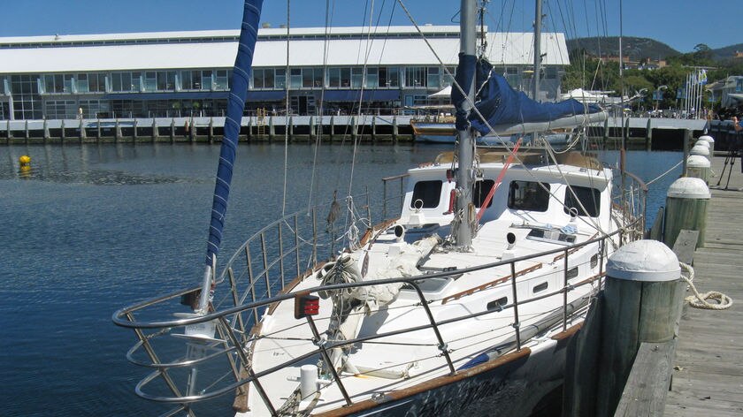 The 16-metre yacht was sinking off Sandy Bay when police arrived to investigate.