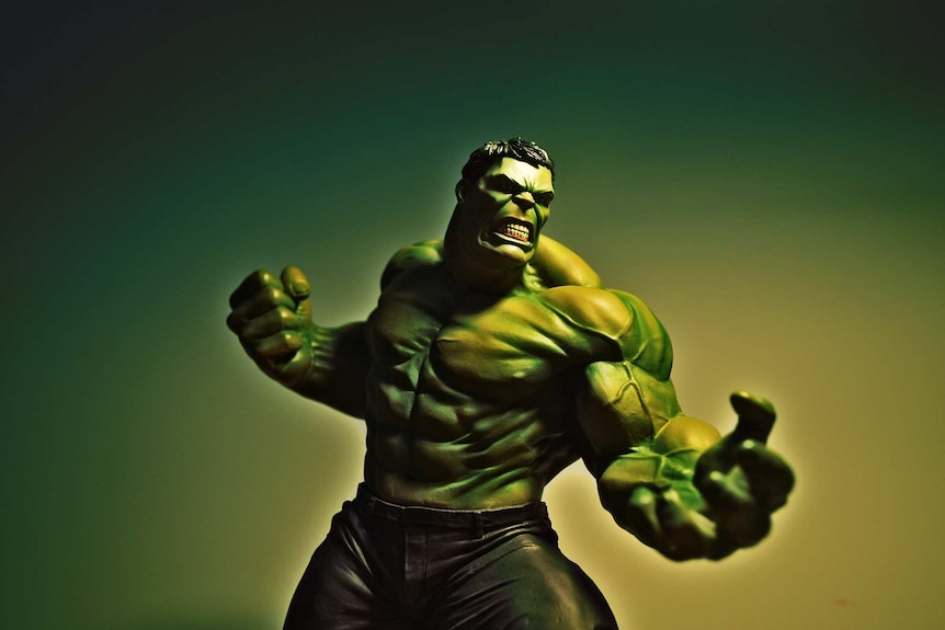 Digital art portrait of the hulk baring his teeth