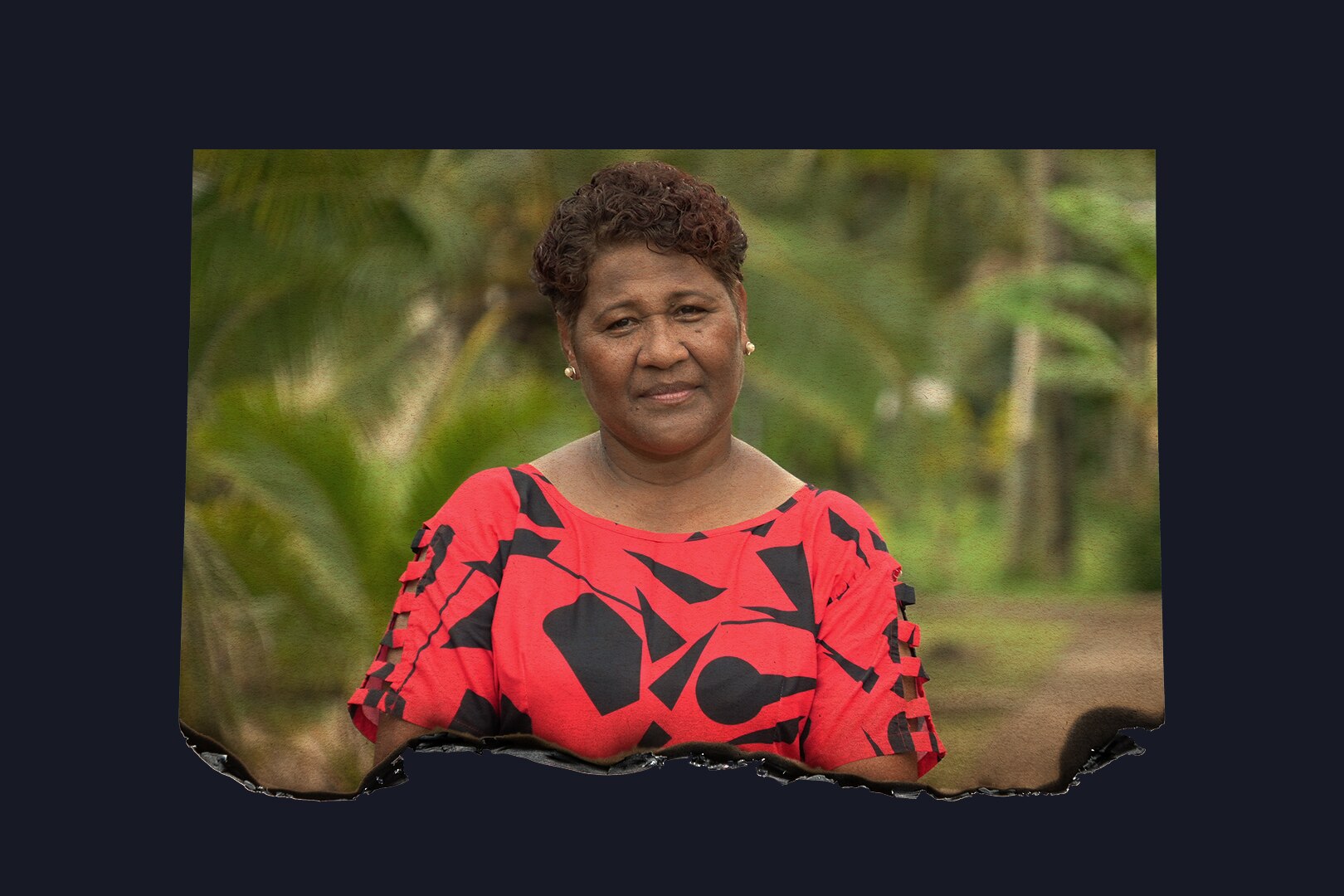 A photo of Lavenia Tuitabu in a red dress.
