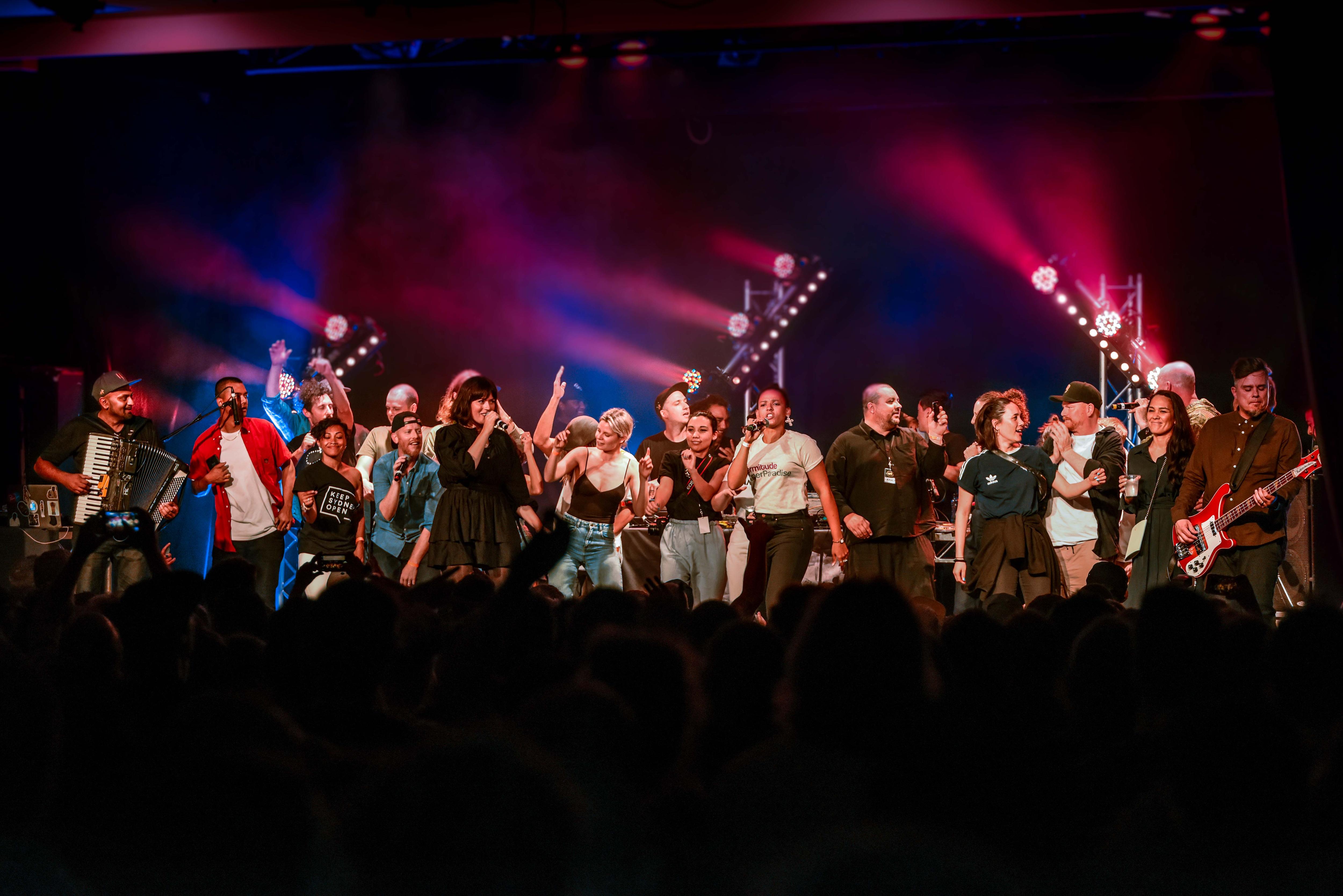 Elefant Traks artists live onstage at the label's 20th anniversary show in Sydney,  19 Nov 2018