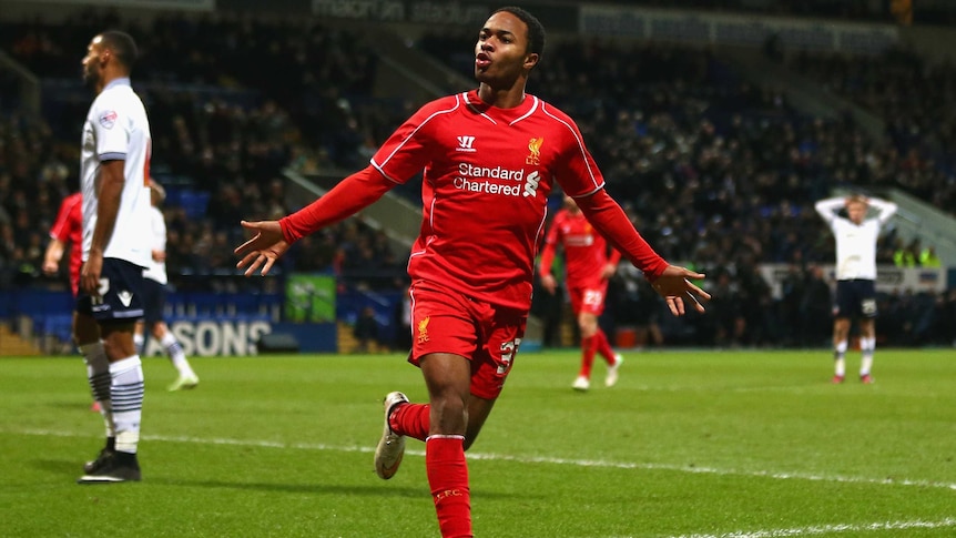 Sterling scores for Liverpool against Bolton Wanderers