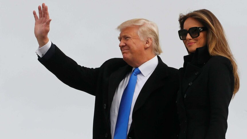 Donald Trump and Melania Trump arrive at Andrews AFB.