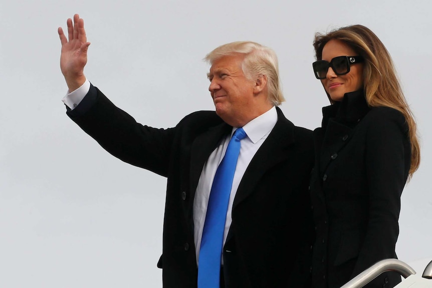 Donald Trump and Melania Trump arrive at Andrews AFB.