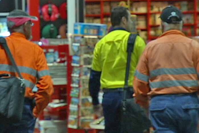 FIFO workers inside Perth airport terminal