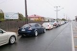 Cars line-up for petrol in Port Lincoln