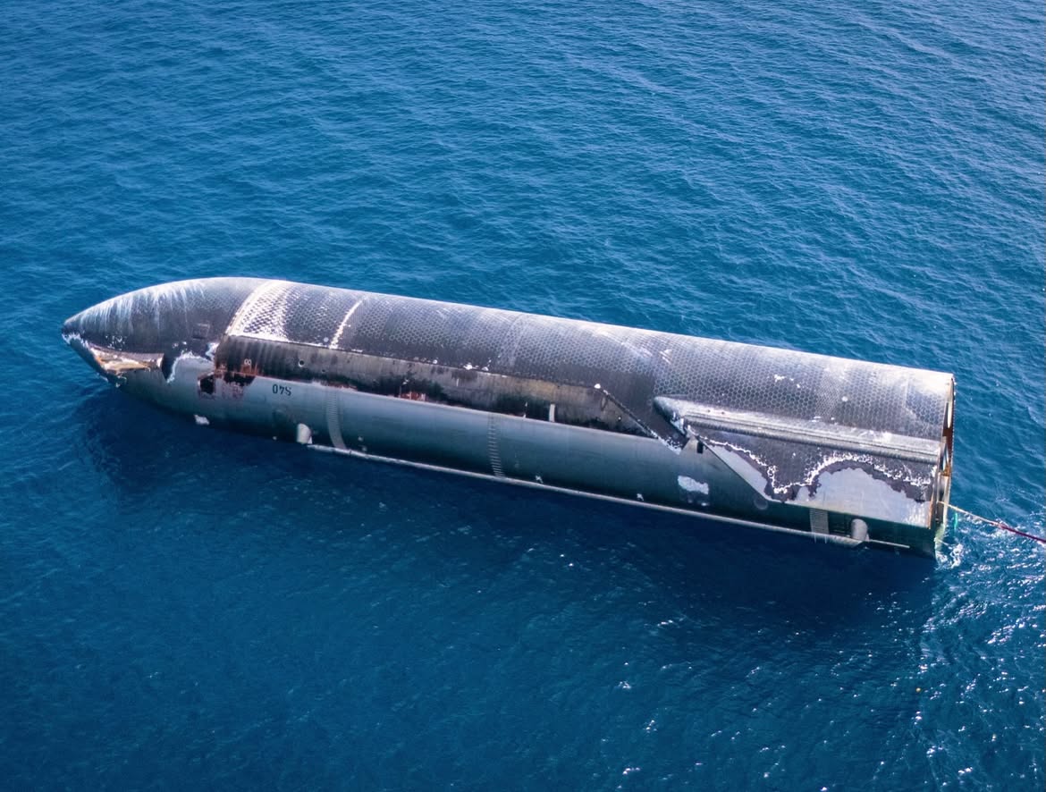 A floating spaceship is seen in waters.