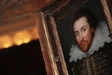 A portrait of William Shakespeare is displayed in London, March 9, 2009.