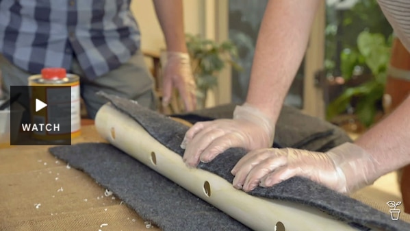 A pvc pipe with holes being covered in felt. Has Video.