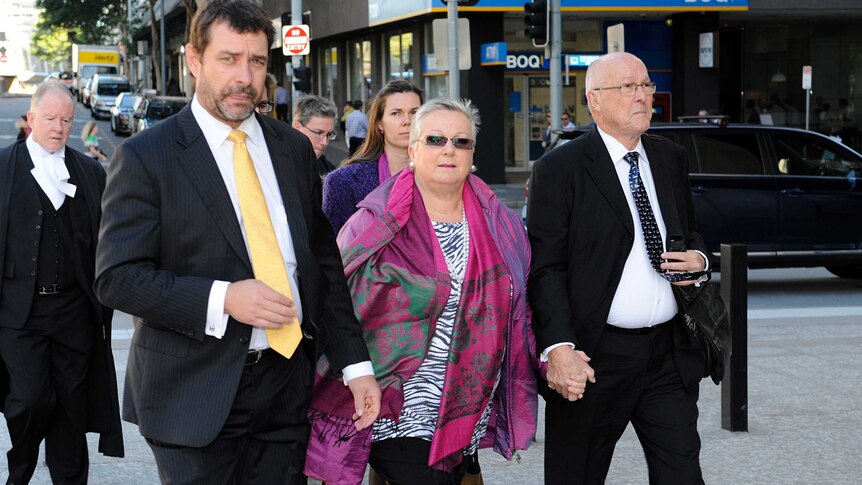 Parents of Gerard Baden-Clay, Nigel and Elaine, arrive at the Supreme Court in Brisbane.