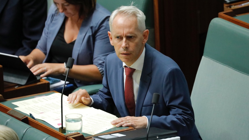 Andrew Giles looking slightly confused in Question Time