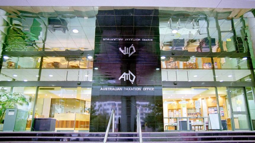 Photograph outside the Australian Tax Office headquarters