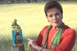 Still from Pauline Hanson's appeal for a boycott of halal-certified Easter eggs.