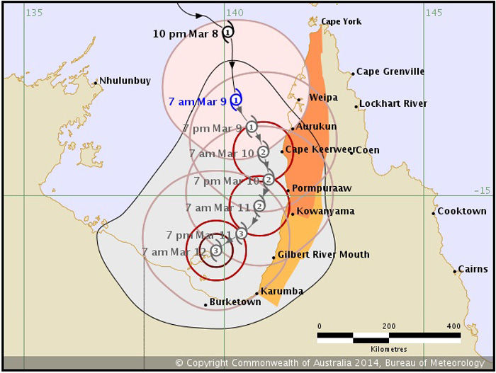 A forecast tracking map of Tropical Cyclone Gillian