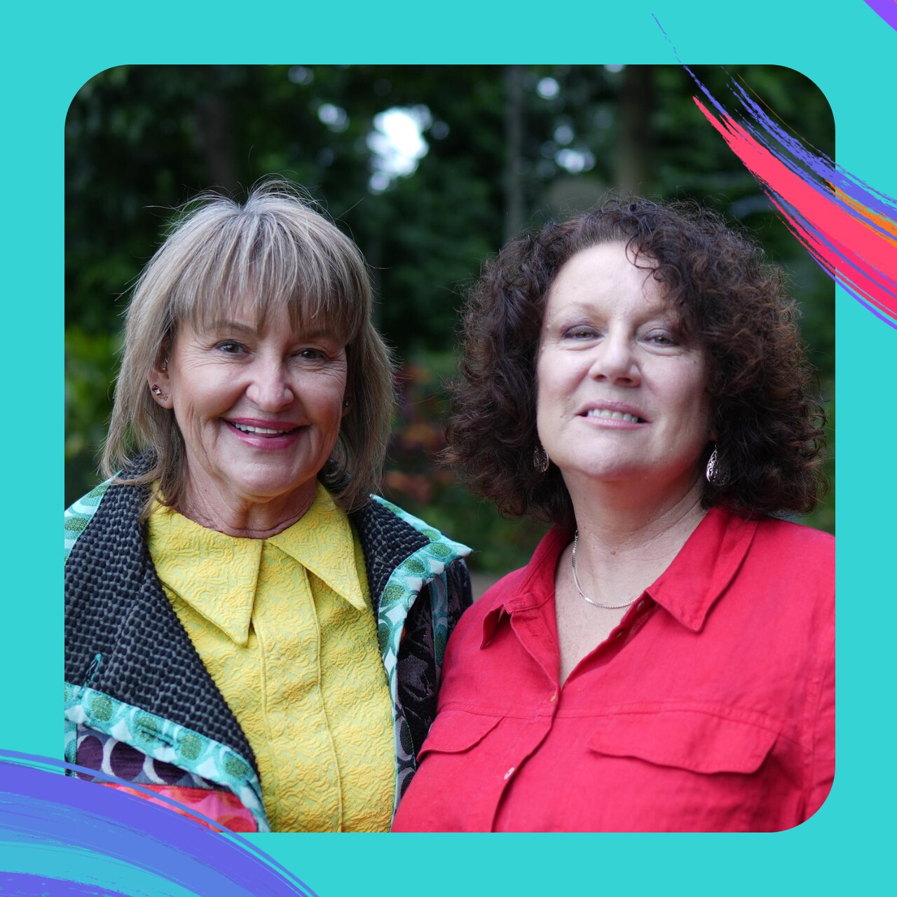 A portrait of Tracy Chapman (L) and Kathleen Folbigg (G), taken outside.