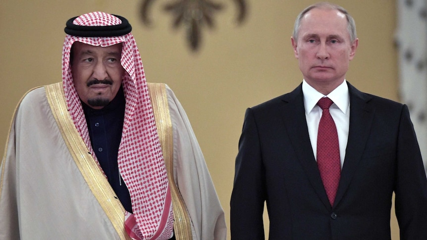 Saudi Arabia's King Salman with Vladimir Putin, Oct 2017