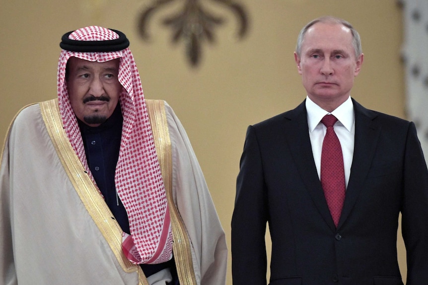 Saudi Arabia's King Salman with Vladimir Putin, Oct 2017