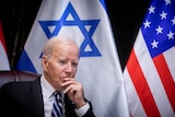 U.S. President Joe Biden pauses during a meeting with Israeli Prime Minister Benjamin Netanyahu.