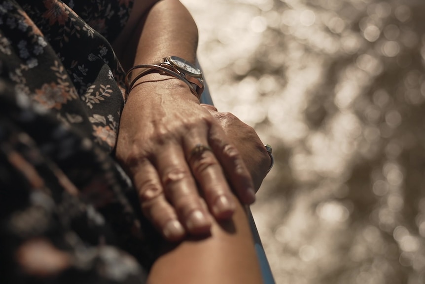 A close up shot of a woman's hands.