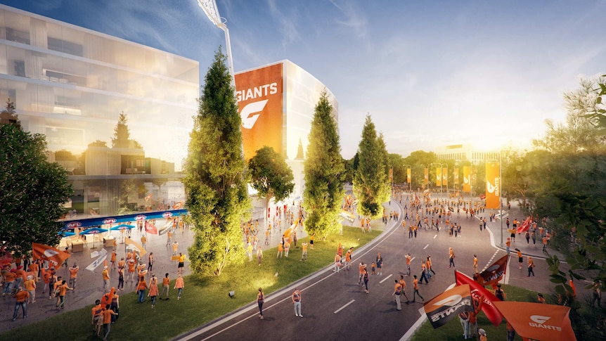 An artist's impression of the redevelopment of Manuka Oval and the surrounding precinct.
