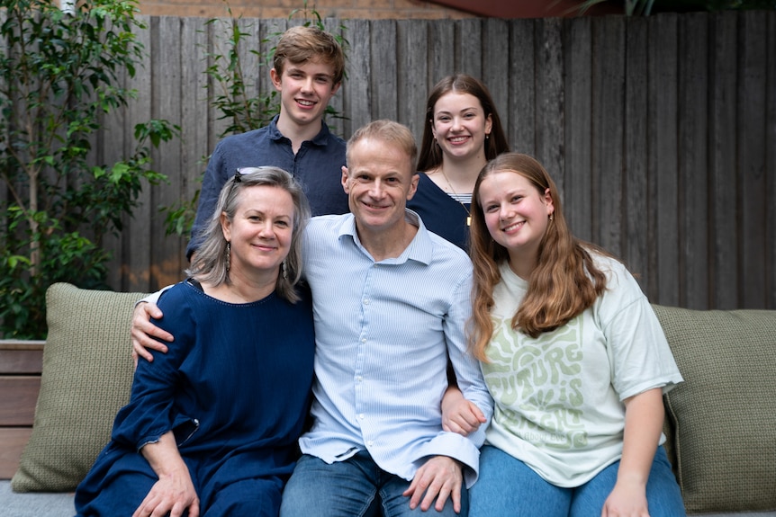 Richard, his wife Katie and their three children.