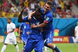 Mario Balotelli and Marco Verratti celebrate Italy's second goal against England