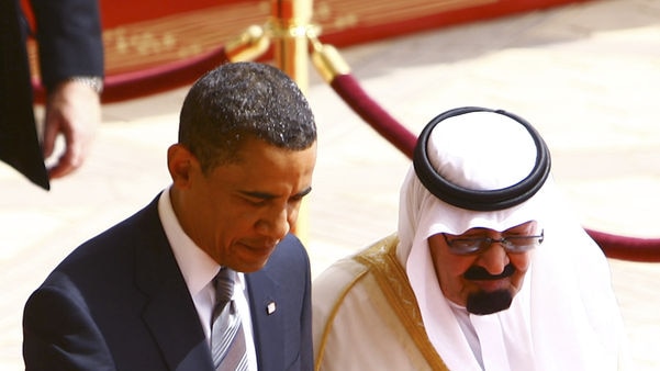 Saudi King Abdullah welcomes Barack Obama in Riyadh